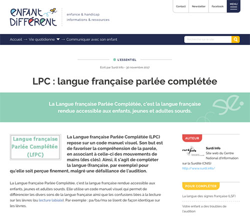 Article "Enfant Différent" sur la LPC